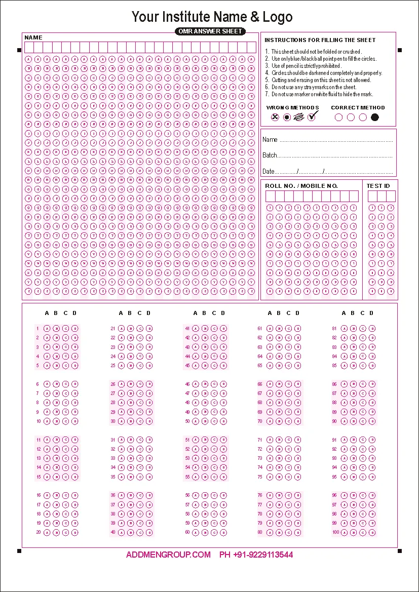 OMR Sheet Design